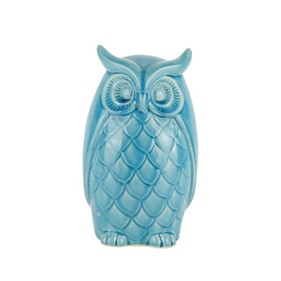 Mesmerizing Eyes Large Ceramic Owl Figurine, Blue